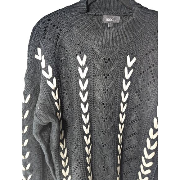 ModX Black Knit Sweater with Cream Accent Size XL NWOT - Picture 2 of 6